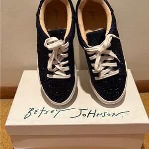 Betsey Johnson Navy Blue glitter sneakers